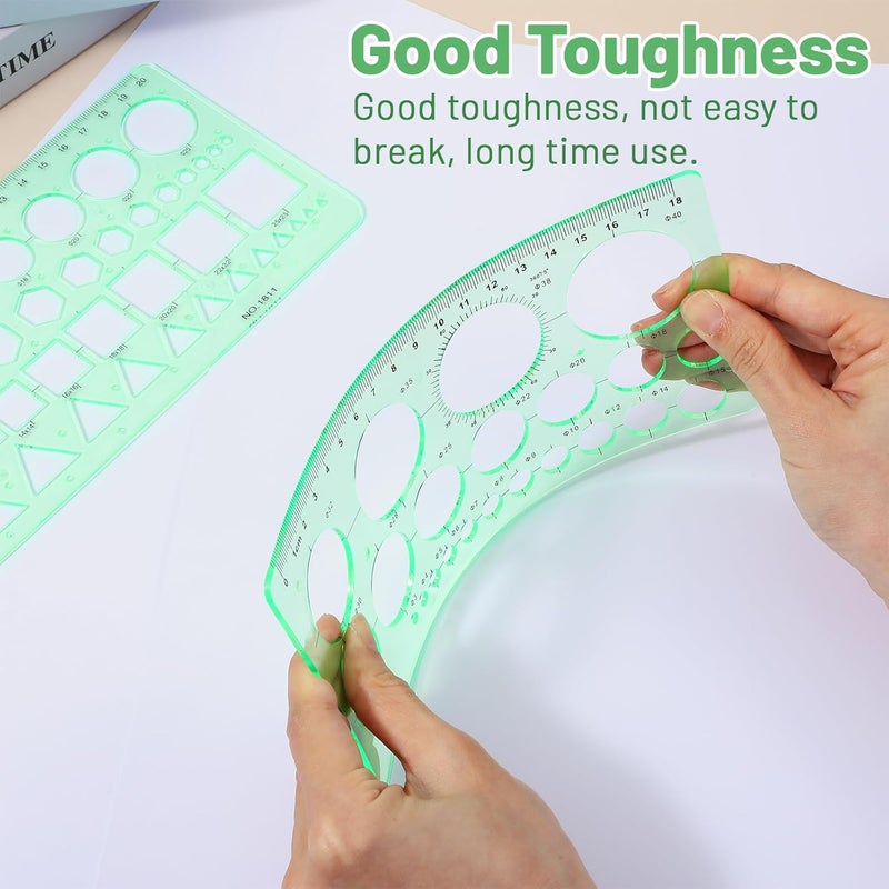 Elegaperma 2 pcs Circle Template for Drawing, Lightweight Portable Circle Stencils, Durable Geometric Stencil, Draw Geometric Shapes Such as Circles, Triangles, Squares, and Hexagons of Various Sizes - Image 4